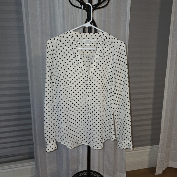 Lauren Conrad Polka Dot Blouse - White and Black Small - Picture 7 of 7
